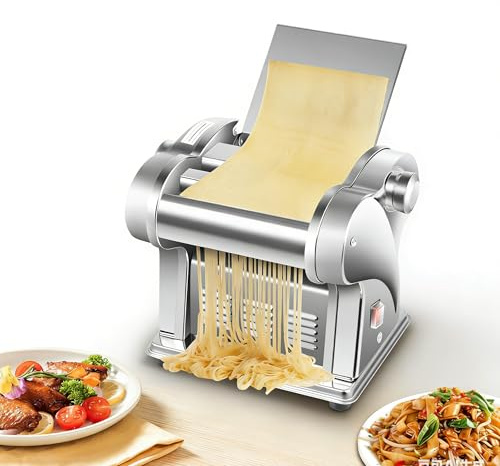 Electric Pasta Maker Machine,Pasta Dough Roller with 8 Thickness Settings,2 Blades,Commerical Pasta Roller for Dumpling Wonton Wrappers Fresh Pasta