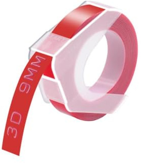 Zenfora 1 Stück 3D-Etikettenbänder Prägeband 9 mm 12 mm kompatibel mit Druckerzubehör E-101 E202 1540(White on Red)