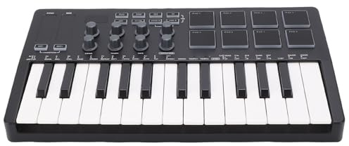 Fafeicy 25 Key MIDI Keyboard Controller, Portable Piano Keyboard with 8 RGB Pads and 8 Knobs for Music Production