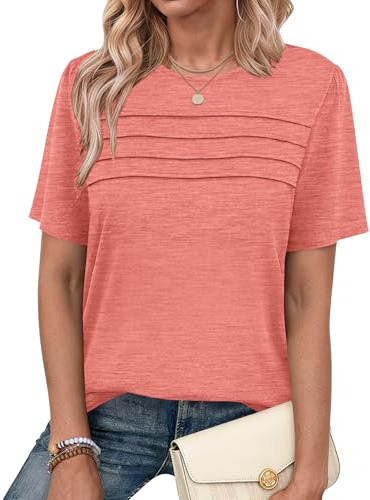 PLMOKEN Maglietta Donna Manica Corta Blusa Estiva Eleganti Girocollo T Shirt