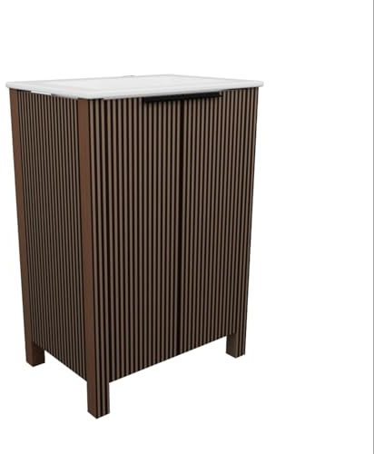 30 Floor Stand Bathroom Vanity Combo, Modern 2-Door Cabinet Set with White Resin Basin Top