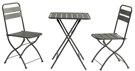 Vente-unique - Set di tavolo e sedie da giardino 2 posti Mirmande - acciaio - grigio antracite
