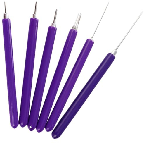 GARIOUANS Juego de 6 Bolígrafos para Filigrana en Papel, Aguja de Acero Inoxidable y Ranura para Enrollar Papel, Color Púrpura, Kit de Herramientas Quilling para Manualidades DIY
