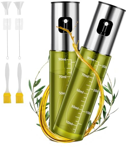 HATTGM Pulverizador de aceite para aceite de cocina y vinagre, botella pulverizadora de aceite para cocinar, pulverizador de aceite de oliva para ensalada, barbacoa, hornear en la cocina (2 unidades