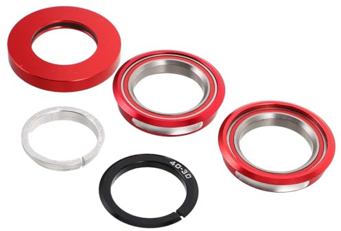 Toyvian Juego de Dirección para Bicicleta Plegable de 44 Mm Rodamientos Sellados de Precisión, Auriculares de Aluminio Rojo, Dirección Silenciosa para Ciclismo de Montaña y Carretera