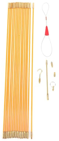 Luocute Kit de Tracción de Cables de Fibra de Vidrio de 26 Pies, Diseño de Baja Fricción de 16 Varillas con 6 Accesorios y Tubo de Almacenamiento, para Pasar Cables Eléctricos a Través de (fibra de