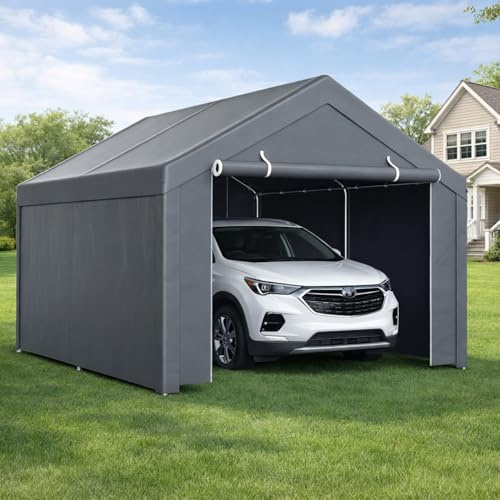 Monucep Zeltgarage Carport 3x4m Garagenzelt mit wetterfester PE Plane, Winterfest, UV-beständig, Lagerzelt Geräteschuppen Unterstand für Auto, SUV