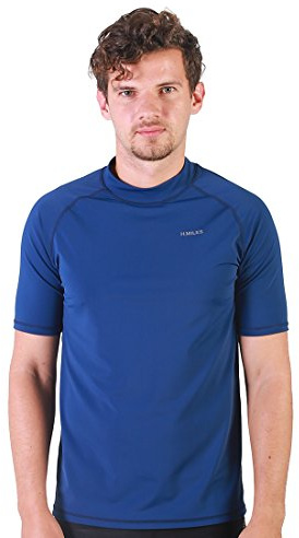 H.MILES Kortärmad rashguard för vuxna män, baslager för simning, snorkling, surfing, toppar, t-shirt för dykning och strand, Safir, 3XL
