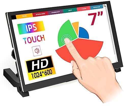 ELECROW Raspberry Pi Touchscreen Monitor, 7 Zoll tragbarer Monitor mit 1024x600 IPS Display, kompatibel mit Raspberry Pi, PC, Spielkonsolen, BB Black, Banana Pi, Jetson Nano