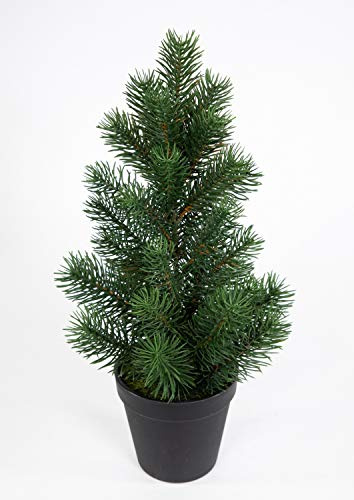 Künstlicher Mini Tannenbaum im Topf 38cm GA Tisch Weihnachtsbaum wie echt | Kompakter Christbaum aus 100% PE Spritzguss Nadeln. Dichte Kunsttanne im Topf als stimmungsvolle Tisch & Fensterbank Deko