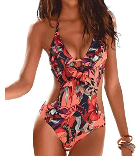 DURINM Femme Maillot de Bain 1 Pièce Ruched Monokini de Sport Bohême Body Guide Grande Taille Tankini Push up Dos Nu Grande Taille Maillots de Bain Amincissant (L)