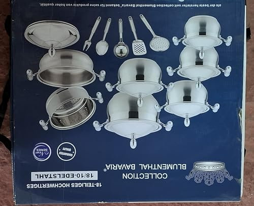 Set Batteria18 pezzi pentole Dietetica Bavaria CollectionElegance inox 18/10