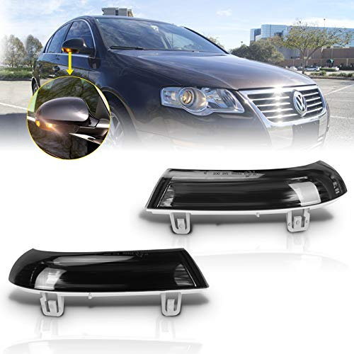 TangMiGe Blinker für Volkswagen VW GTI, Golf 5/6 Wagon/Plus, Sharan, Eos, Jetta 3, Passat; SEAT Alhambra; SKODA Superb mit E-Markierung, 1 Paar Schwarz, Spiegel Blinker Seitenblinker Blinkleuchte
