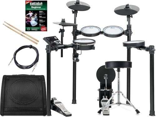 XDrum DD-460P E-Drum Kit Live Set, Elektronisches Schlagzeug mit Mesh Heads | 1x 8 Dual-Zone Snarepad, 1x 8 Kickpad, 3x 8 Single-Zone Tompad, 3x 10 Dual-Zone Becken-Pad, Inklusive Rack, 30 User Kits