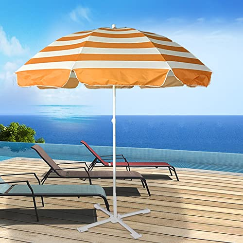 JJ Home 240cm Rayé Parapluie De Plage Pare-Soleil Protection UV50, Parasol De Plage De Protection, Parapluie Portable De Voyage De Vacances en Plein Air (Color : Orange)