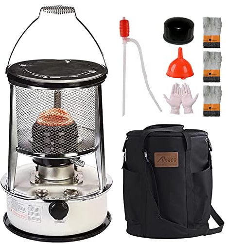Petroleumofen für Innenräume, Petroleum Heizung Heizer mit Umfallschutz, Tragbarer Effizienter Petroleumheizung Innen mit 2Docht, für Outdoor Camping Barbecue,White