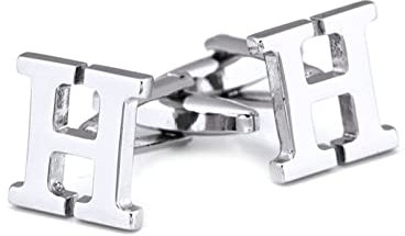 Stfery Manschettenknöpfe Herren Mi Gravur, Manschettenknöpfe Buchstabe Silber Versilbert Cufflinks Buchstabe H Schmuck Geschenk