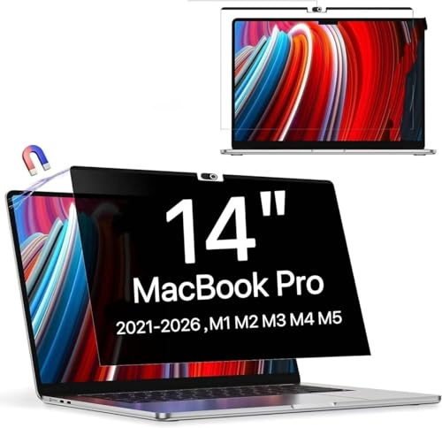 Magnetic Privacy Screen Protector Compatible with MacBook Pro 14 Inch (2021-2024, M1, M2, M3, M4), Removable Anti Spy Blue Light Glare Laptop Privacy Filter for Mac Pro 14in