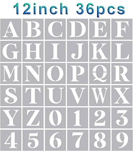 Buchstabenschablonen, 30,5 cm, Alphabet-Schablonen zum Malen auf Holz, Zahlen, Buchstaben, Schablone für Wandzeichnung, Vorlagen für Kunsthandwerk, Heimdekoration | Wiederverwendbare große Buchstaben-Schablone zum Malen auf Holz, Wänden, Stoffen, DIY Handwerk