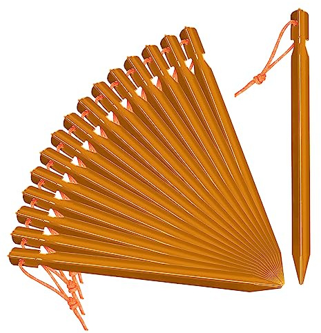 Grassman 16 Pack Tent Stakes, 7075 Aluminium Tent pegs, Heavy Duty Lightweight Ground Pegs, Durable and Safe Metal Camping Spikes, Orange