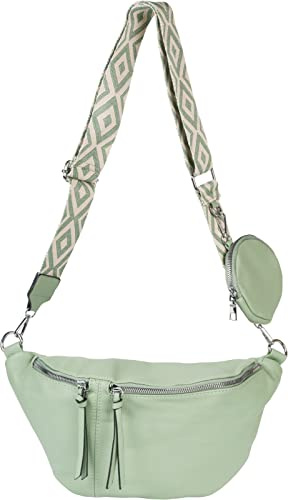 styleBREAKER Damen Halbmond Crossbody Schultertaschen Set 3-Teilig, Schultergurt mit Muster, Schlüsselanhänger, Börse 02012398