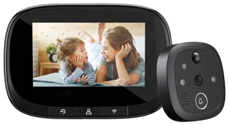 ThikK Tuya Smart WiFi Door Bell With 720P Camera Video Peephole for Door 4.3 LCD screen PIR Movement Detection Eye Video-eye(Doorbell 64GB)