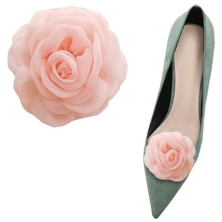 JDYaoYing Women Shoe Clips Flower Shoe Clips Floral Design Lace Rose shoe buckles decorative Shoe Accessories
