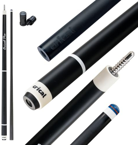CRICAL Carbonfaser Pool Queue, 58 Zoll Low Deflection | Billard Queue mit 12,5 mm Pomeranze und 3/8x8 Pin Joint für Training und Poolspiel