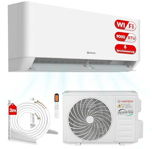 Split Klimaanlage 9000 BTU (bis 30m²) HANTECH H-PRO Heiz-&Kühlfunktion, Luftfilter, WIFI, Montagematerial