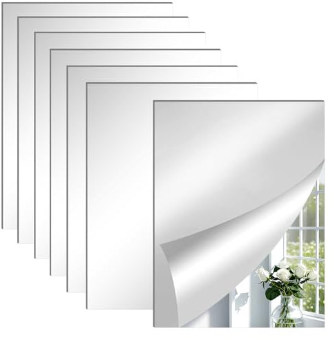 ASSRECT 6 specchi autoadesivi da 29 x 21 cm, in acrilico, autoadesivi, per casa, palestra, bagno, camera da letto, decorazione da parete