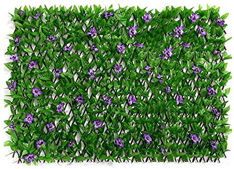 Expandable Trellis Panels 200x40cm - Artificial Ivy Fence Screening Decorative Ivy Privacy Screen for Garden, Backyard, Balcony