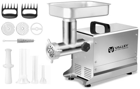 Valley Sportsman #5 Commercial Electric Meat Grinder, 0.4 HP 300 lbs/hr, Stainless Steel Heavy Duty Meat Mincer, Sausage Stuffer, Meat Grinder Machine, Ideal for Commercial and Regular Home Use