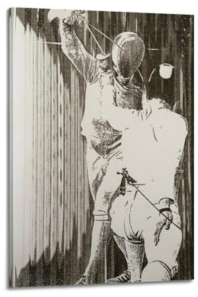 qiyan Abstraktes Retro-Poster, Fechten, Sport, Poster, dekorative Malerei, Leinwand, Wandposter und Kunstdruck, moderne Familienschlafzimmer-Dekoration, Poster, 60 x 90 cm