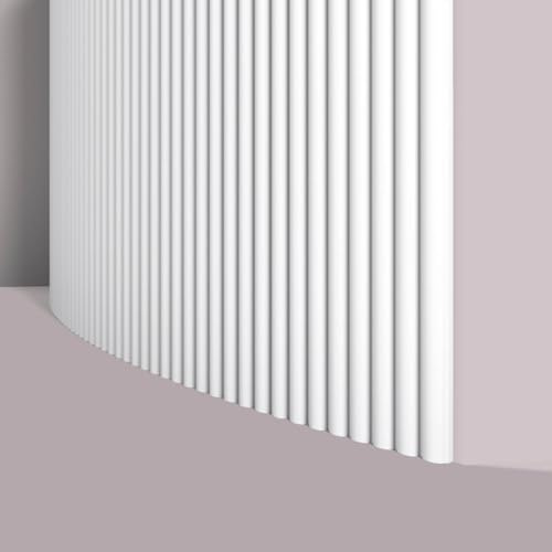 Panneau Mural 3D Flexible CANELÉ S ARSTYL - 2000x300x14,5mm - Parement Décoratif pour Surfaces Courbes - Polyuréthane Haute Qualité - NOËL & MARQUET - Blanc à Peindre - 2 Mètres