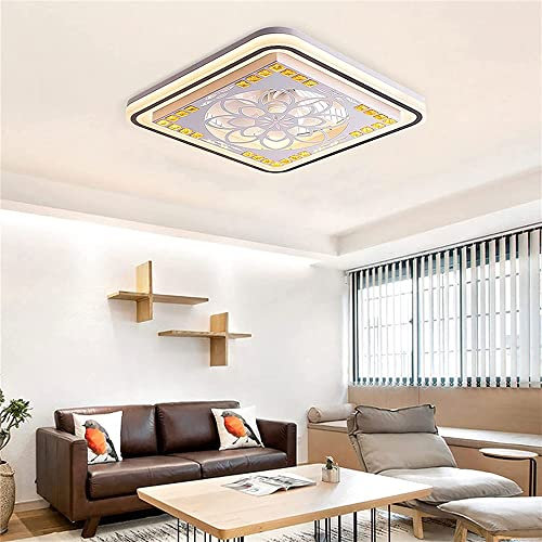 Lampadari , Ventilatore da soffitto quadrato con luce e telecomando, camera da letto, cucina, soggiorno, decorazione for interni ed esterni, 50 cm, regolazione continua, 3 tempi di velocità del , vent