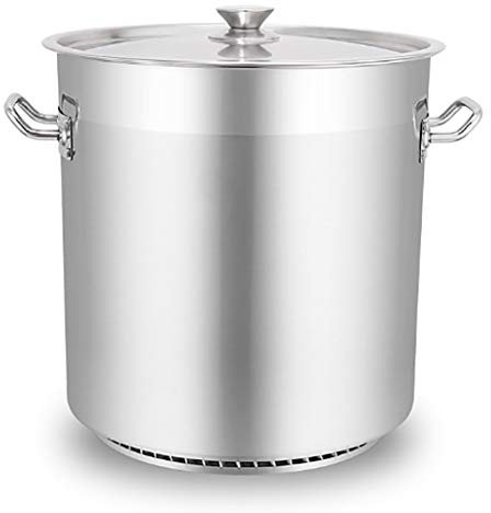 CHFYIJYHM Olla de Sopa de Acero Inoxidable 201, Olla de Sopa Grande Comercial con Tapa y Fondo de Aleta de Ahorro de energía Engrosado, Utilizada for Estufa de Gas/Olla de inducción(30L)