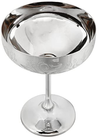 Akozon Stainless Steel High Foot Champagne Glass - Martini & Red Wine Glass - Elegant Barware for Home Use - and Stylish Drinkware (Flower Ear Cup Mirror)