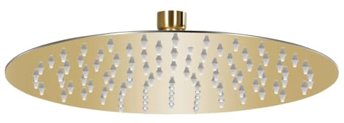 Pommeau de Douche Rond, Tête de Douche Pomme de Douche Pomme de douche pluie Acier inoxydable 25 cm Ronde Doré