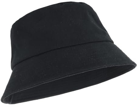 Telooco Fischerhüte Bucket Hat Einfarbig Schwarz Fischerhut Damen Sommer Fischerhüte Sonnenschutz Unisex Sommerhut Weiche Baumwolle Sonnenhut für Männer Frauen Outdoor Sportarten (Schwarz)
