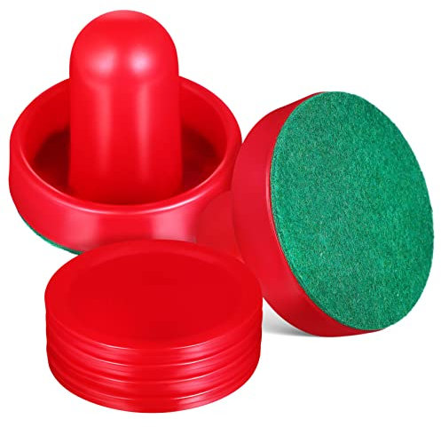 Supvox Air Hockey Zubehör Satz 60mm Roter Pusher Mit Pad Und 51mm Roter Rund Puck Ersatzspiel Zubehör Für Tischspiele Wettkampf