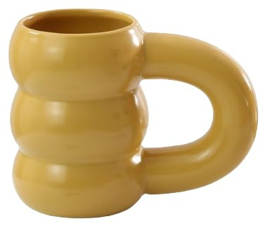 Taza de Cerámica Moderna Aesthetic Artesanal Calidad – Diseño Elegante, Cute, Bonito, Colores Estéticos – Ideal para Café, Té o Chocolate, Desayuno Y Regalo – Acabado Mate (Amarillo Terroso) (310ml)