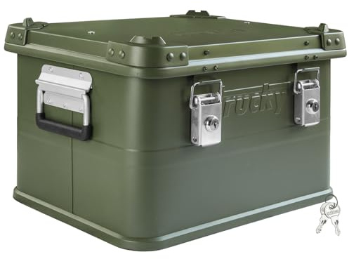 Trucky Aluminium Box mit Deckel Grün Alu Kiste Box Alukiste 30 Liter Transportbox Metallbox Alu Aufbewahrungsbox Boxen Abschliessbar Metallkiste