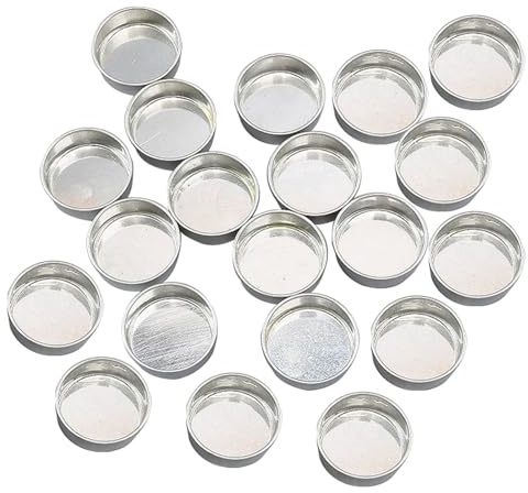 ZelongChen 20Pcs Decorative Metal Tealight Cups for DIY Candle Making | Silver 40x40x15mm aluminum round pots (210g total); heat-resistant holders for handmade tea light candles.