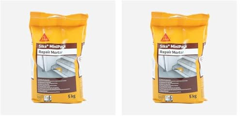 Sika Minipack Mortero de Reparación, listo para su uso, reforzado con microfibras sintéticas para reparar, regenerar reperfilado y regularización de superficies de hormigón, Gris, 5 kg (Paquete de 2)