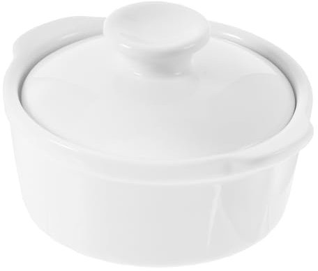 Alipis Tazón De Comida Con Tapa Tapas Y Asas Tazón Pequeño Para Soufflé Sopera Cuencos Para Cocinar Al Vapor Tazón Para Sopa De Crema Tazón Para Postre Con Huevo Y Tapa