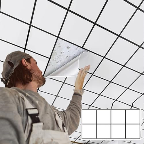 Minglez Dalle de Plafond Dalles de Plafond Suspendu (Lots de 4, 5, 12 ou 15), Cache-Dalles de Remplacement pour Salle de Classe, sous-Sol ou Salle de Bain, Panneaux de Plafond à Coller(G,15pack)