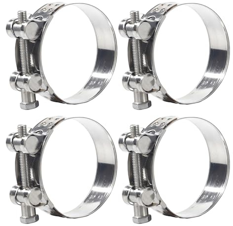 4Pzs Abrazaderas de Manguera Acero Inoxidable 304 con Perno en T 65-67mm Alta Presión Ajustables con Tuerca Autoblocante para Turbo Radiador Escape Moto Automóvil