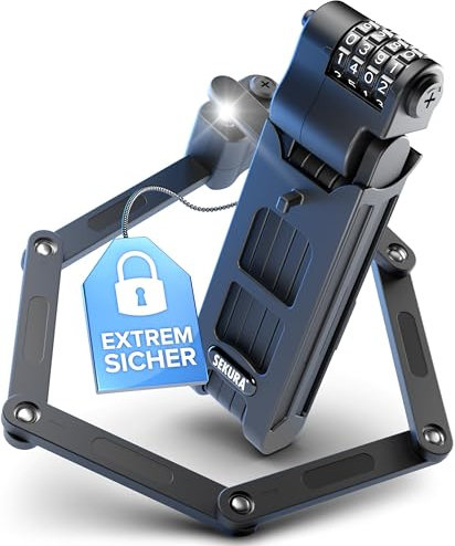 BÜCHEL Sekura Faltschloss Fahrrad | Sicherer Diebstahlschutz | Gehärteter Stahl | 85 cm Länge | Inkl. Halterung | Fahrradschloss für Bike, E-Bike & Motorrad (BASIC 85 cm Zahlencode)