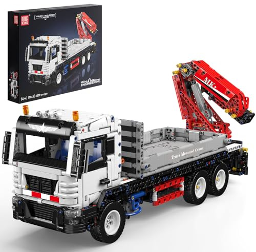 Mould King 17063 Technik Ferngesteuert Kran LKW Klemmbausteine Pneumatischer Kranwagen Bausteine mit Ladekran Truck ModellBausatz Geschenk für Erwachsene(2530 Teile)