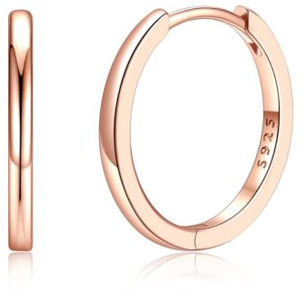 Silvora Kleine Creolen Silber 6mm/8mm/10mm/12mm/14mm/16mm/18mm/20mm Damen | 925 Silber Ohrringe Hoop Huggie Creolen Silber/Gold/Schwarz/Rosegold Schläfer Kreolen für Frauen Herren Männer